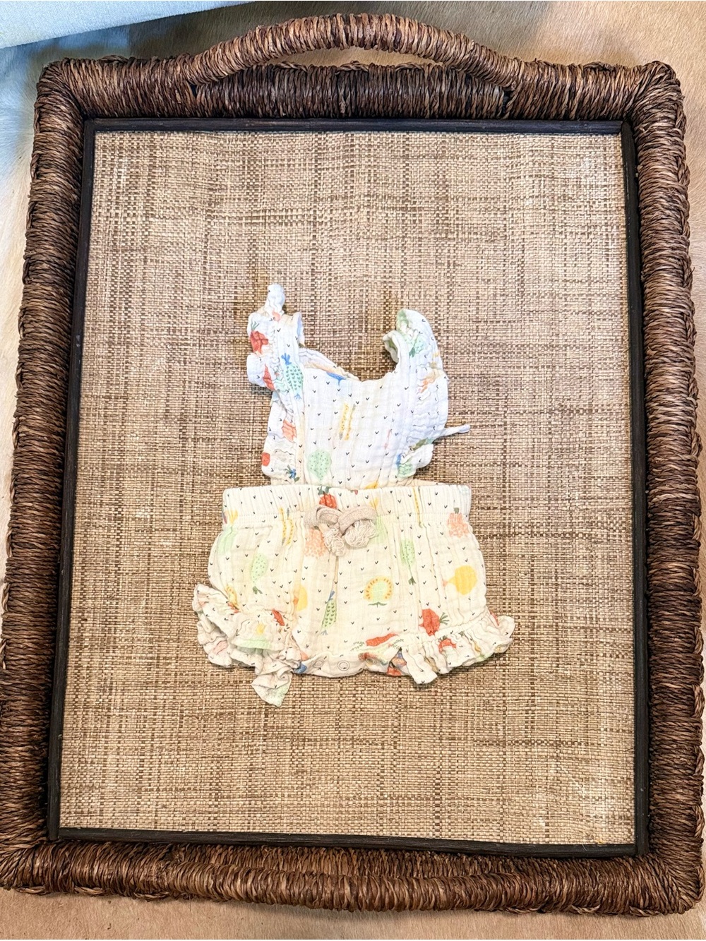 Veggie Salad Ruffled Tie Back Short Romper (Organic Muslin)